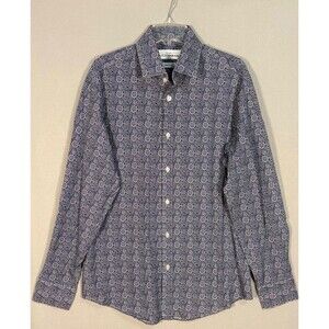 NWOT Mizzen Main Leeward Shirt Mens M Trim Fit Blue White Floral Geometric LS